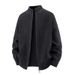 Men's Wavy Knit Cardigan Sweater - Oversized Batwing Loose Fit Long Sleeve Semi-Turtleneck Pullover For Autumn & Winter_viptrois.com