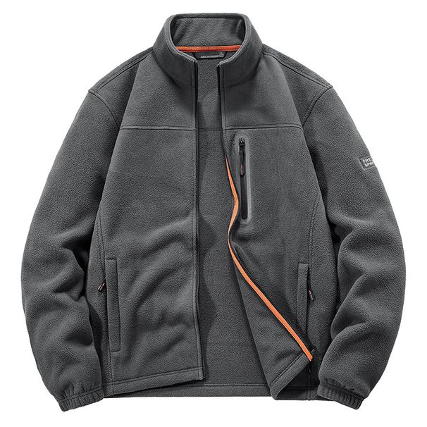 Men's Polar Fleece Jacket – Stand Collar Winter Warmth | Multi-Pocket Design | Dark Gray/Black/Royal Blue/Khaki | M-XXXXL_viptrois.com