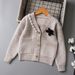 Pearl Flower Snow Wool Cardigan Girls Sweater Medium And Large Children's Autumn And Winter Children's Sweater New Style_viptrois.com