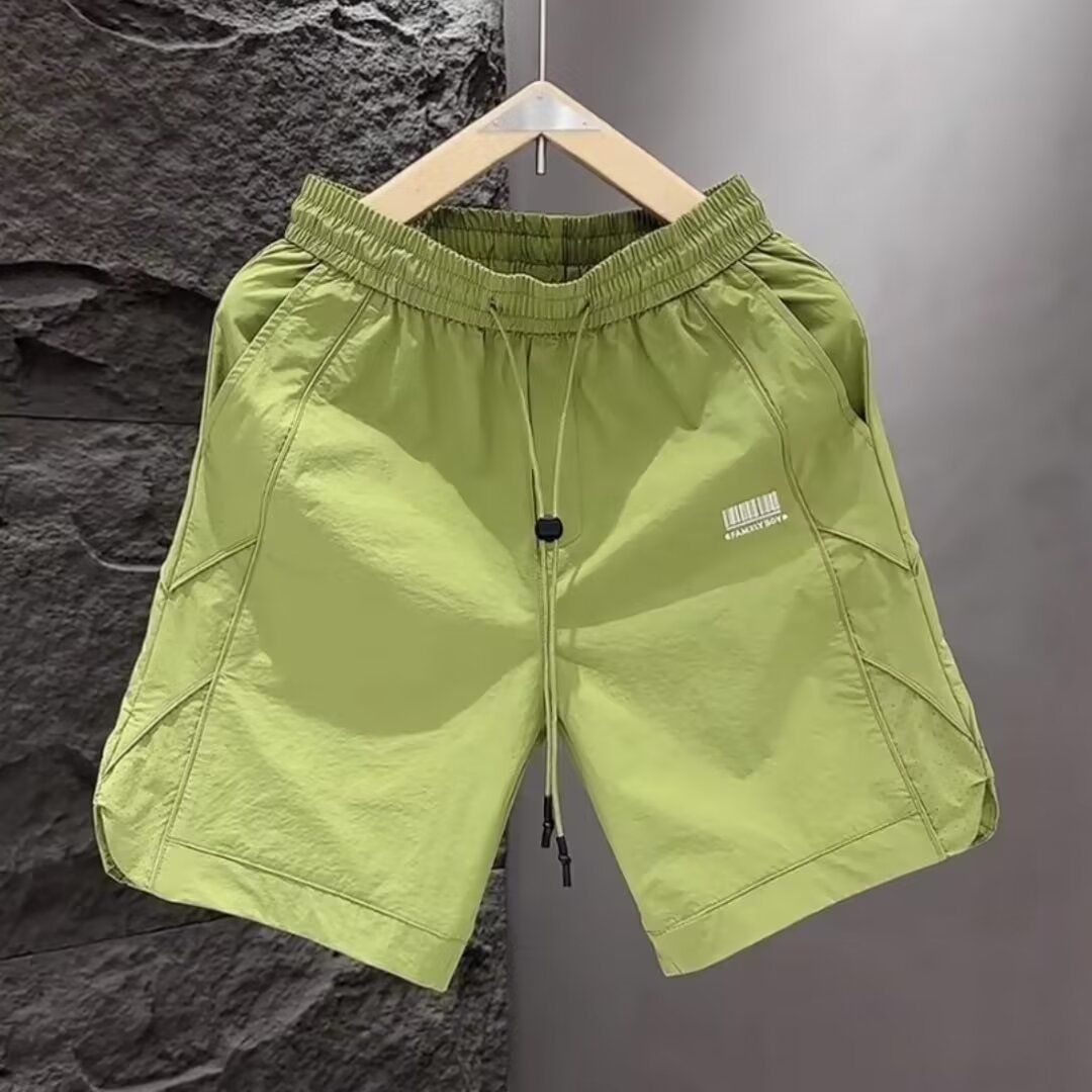 Men's Summer Quick Drying Embroidered Shorts Korean Style Fashionable Sporty Versatile Comfortable Beach Five Point Pants_viptrois.com