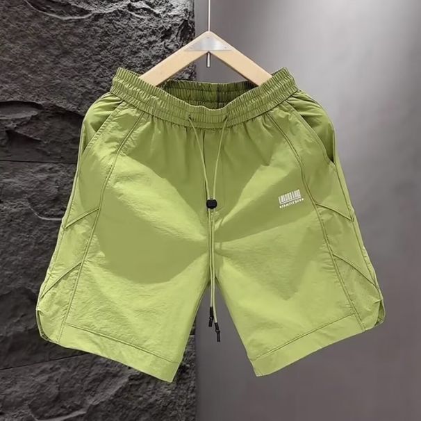 Men's Summer Quick Drying Embroidered Shorts Korean Style Fashionable Sporty Versatile Comfortable Beach Five Point Pants_viptrois.com