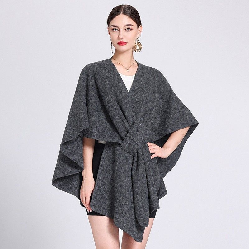 Fashion scarf shawl outside cape cape cape large size knitted cardigan loose coat women_viptrois.com
