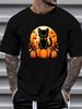 Retro Black Cat Pumpkin Halloween Costume Fall Autumn Season T-Shirt Fashion Summer Stretched Soft Women Top Graphic Tees Comfortable Female Slightly Top For Everyday Wear Print Round Neck Short Sleeve Graphic Women Designer Clothes_viptrois.com