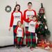 Christmas socks plaid letters Christmas family suit printed home dress pajamas_viptrois.com