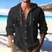 Men's Casual Hooded Cardigan – Long Sleeve Cotton-Linen Blend, Loose Fit For Everyday Wear_viptrois.com