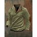 Pulse 2025 Spring New Waffle Men's Color-Block Collar Button Long Sleeve Casual Sweatshirt_viptrois.com