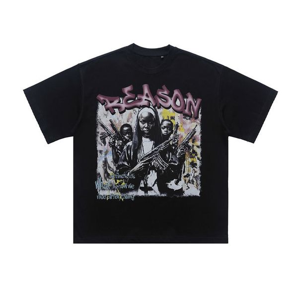 Pure Cotton American High Street Direct-printed Short-sleeve For Men, Loose Fit Half-sleeve T-shirt_viptrois.com