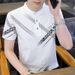 Summer New Ice Porcelain Cotton Short Sleeved T-shirt Men's Korean Version Handsome And High-end Loose Polo Stand Up_viptrois.com