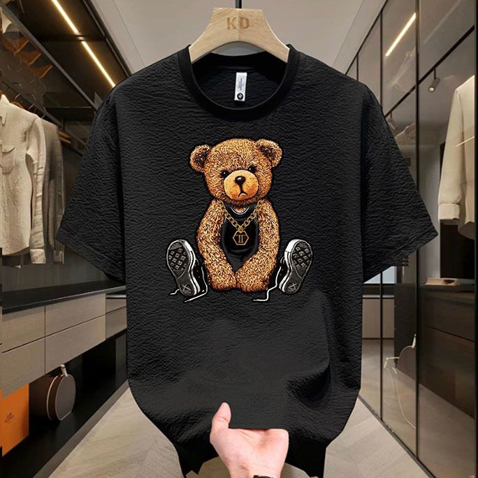 Men's Clothing Men's Popular Seersucker Fabric Printed T Shirt Crocodile Print Pattern Pullover_viptrois.com