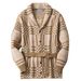 Loom Cross-Border Men's Clothing European And American Retro Knitted Mid-Length Classic Plaid Jacquard Cardigan Sweater_viptrois.com