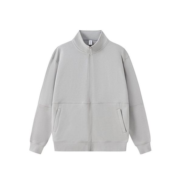 360GSM Retro Cotton Zip-Up Jacket Men's Stand Collar Oversized Casual Sweater In Future Gray, Wine Red, Navy & Black Y2K Streetwear Essential_viptrois.com