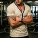 Men's V-Neck Short Sleeve Workout T-Shirt, Slim Fit Muscle Tee With Button Placket, Moisture Wicking Quick Dry Sport Top For Gym & Casual_viptrois.com