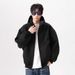 Heavyweight Fleece Zip Hoodie – Unisex Winter Pullover With Dual Zippers (Black/Light Grey, M-3XL)_viptrois.com