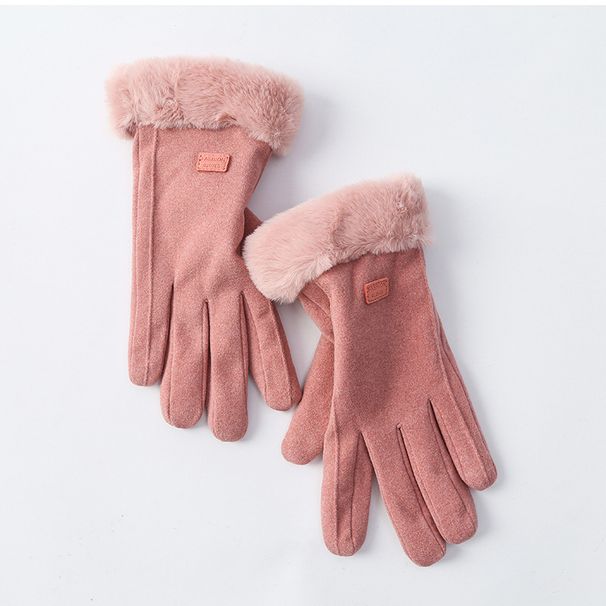 Women's Gloves German Velvet Gloves Autumn And Winter Warm Cycling Korean Style Plus Velvet Thickened Cold And Windproof Touch Screen Suede Students_viptrois.com