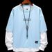 Hoodless Sweatshirt For Men In Spring And Autumn, Loose And Trendy Long Sleeved T-shirt, Base Coat, And Outerwear_viptrois.com