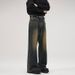 Menswear & Archer0603 & Retro High Street Trendy Brand Vibe American Style Jeans Floor Length Dad Jeans Slightly Flared Loose Pants_viptrois.com