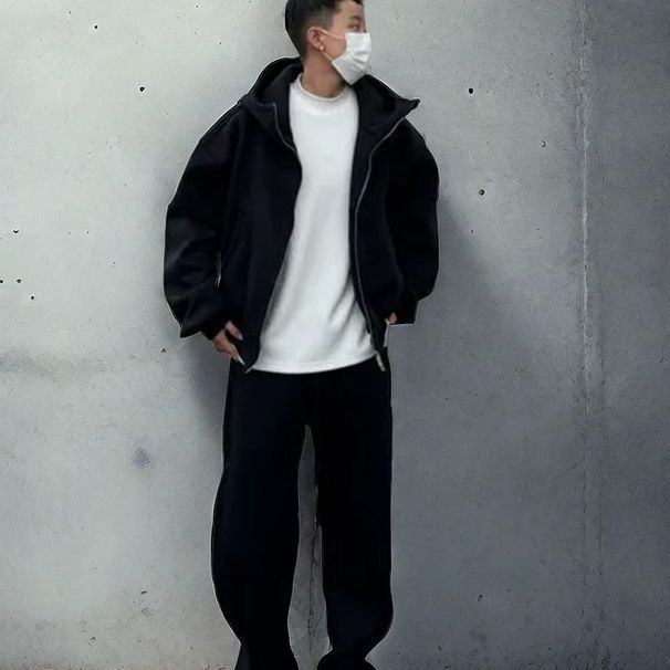 Men's Clothing Spring And Autumn Cardigan Fashion Casual Sports Suit Men's Loose Youth Men's Sweater Trendy Brand Jacket Trousers Class Uniform_viptrois.com
