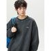 Nordmann Colorful Embroidered Suede Crew Neck Sweatshirt For Men, Autumn Three-Dimensional Split Structure Vintage Trendy_viptrois.com