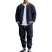 Men's Casual Sports Baseball Jacket Suit Paris Letter Print Jacket Suit_viptrois.com