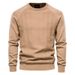 Loom Autumn Winter European American Solid Color Sweater Casual Men's Quality Knitwear Round Neck Trendy Top High Elastic_viptrois.com