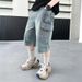 Boys' Cropped Pants Summer Thin 2025 New Style Medium And Large Boys Casual Children's Stylish Loose Jeans_viptrois.com