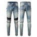 Men's Clothing Pants Cycling Jeans Men's High Street Motorcycle Zipper Hole Stitching Men's Pants 606_viptrois.com