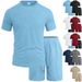 Men's Terry Cloth Shorts Set Jacquard Short Sleeved Summer Breathable Casual Sports Two Piece Set_viptrois.com