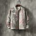Men's ETRO-Style Crane Floral Jacquard Bomber Jacket, Beige Satin-Like Full-Zip Coat With Oriental Embroidery Print, Inspired By ETRO For Statement St_viptrois.com