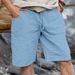 Men's Drawstring Linen-Cotton Shorts - Breathable Straight Cut Summer Shorts For Casual & Outdoor Wear_viptrois.com