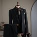 Men's Stripe Plus-Size Suit Set – Formal & Wedding Slim Fit Blazer With Vest & Trousers, Business & Party Stretch Polyester Suit_viptrois.com