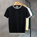 Men's Factory Direct Sales Of Cross Border Summer Knitwear For Men, Round Neck, Cool Silk, Youth Short Sleeved Base Shirt, Color Blocked Slim Fit Top._viptrois.com