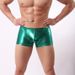 Pulse Men's PU Leather Pure Cotton Crotch Sexy Boxer Shorts Low Waist Hip Lift Dance Hall Foreign Trade Europe_viptrois.com