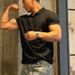 Fitness Men's Summer Simple Solid Color Chinese Style Polo Shirt Henry Collar Sports Breathable Cuffed Short Sleeve_viptrois.com