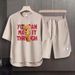 Men's Clothing 2024 Waffle Casual Summer Suit Men's Loose Teen Short sleeved T shirt Shorts Handsome Two piece Suit_viptrois.com