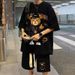 Men's Clothing Waffle T Shirt Men's Summer Suit Trendy Brand Loose Sports Short Sleeved Shorts Men's Clothing With A Set Of Hong Kong Style Clothes_viptrois.com