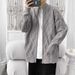 Unisex Cable Knit Sweater – Oversized Zip-Up Cardigan, Solid Color Long Sleeve Pullover (Black, Gray, Beige)_viptrois.com