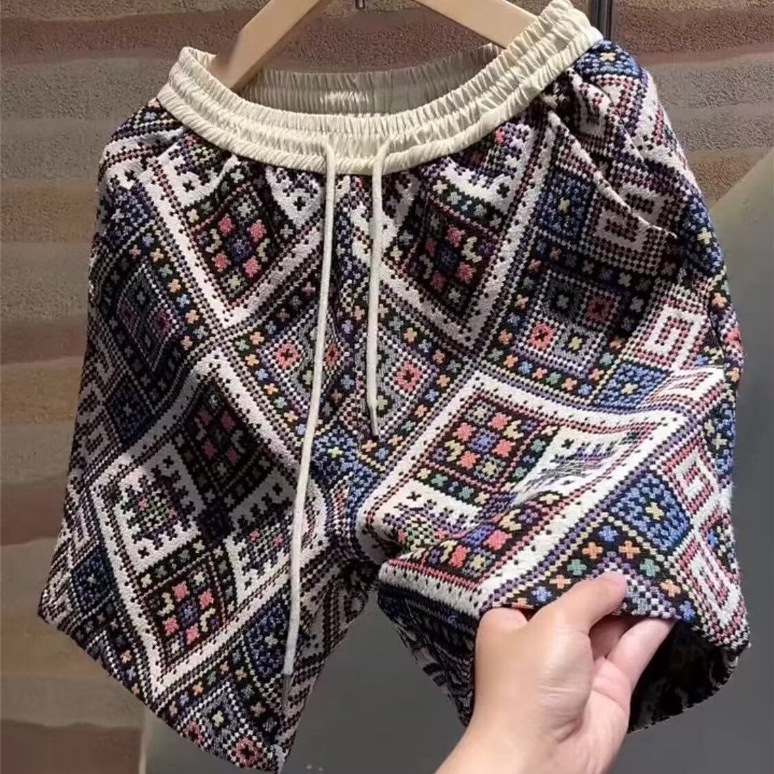 Men's Clothing Summer Printed Straight Pants Trendy Fashion Casual Shorts Breathable Versatile Beach Pants_viptrois.com