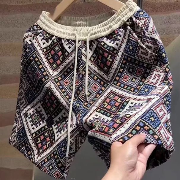 Men's Clothing Summer Printed Straight Pants Trendy Fashion Casual Shorts Breathable Versatile Beach Pants_viptrois.com