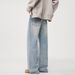 Men's Clothing & Archer0603 & Men's Light Blue Washed Blue Jeans, New Autumn Style, American Loose Straight Leg Pants_viptrois.com