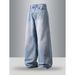 Men's Vintage Washed Straight Leg Jeans Wide Leg Casual Distressed Long Pants Style Version_viptrois.com