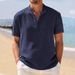 New Retro Loose Texture Woven Polo Shirt Men 2025 Summer Retro Lapel T Shirt Breathable Short Sleeve_viptrois.com
