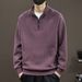 Pure Men's Autumn Winter Trendy Cool Solid Color Stand Collar Fashionable Versatile Loose Casual Multi-color Half-zip_viptrois.com