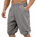 Men's Linen Blend Drawstring Shorts - Hawaiian Streetwear Style Casual Knee-Length Shorts With Side Pockets - Relaxed Fit Breathable Summer Shorts_viptrois.com