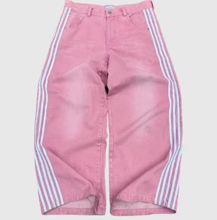 Men's American Street Striped Jeans Men's Y2k Harajuku Style Casual Wide Gothic Straight Leg Floor Pants_viptrois.com