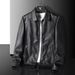 Large Size Autumn New Lapel, Korean Version, PU Washed Leather Jacket, Men's Top_viptrois.com
