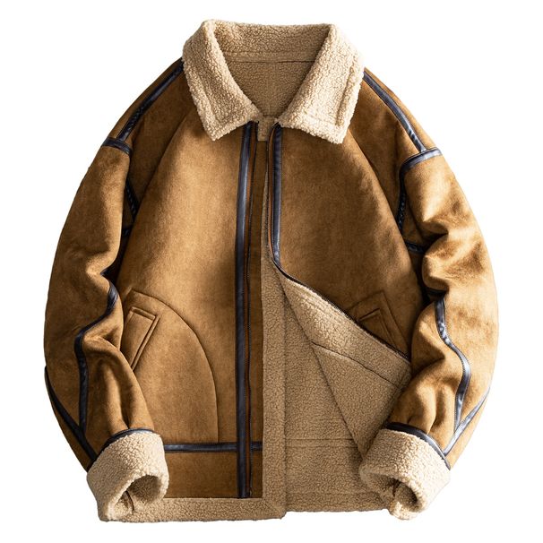 New Deer Fur Velvet Autumn Winter British Jacket, Men's Solid Color Top, Loose And Versatile Warm Jacket_viptrois.com