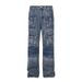 Vibe Trendy Brand American Style Vintage Multi-Pocket Structure Wrinkled Jeans Niche Design Hip-Hop Flared Pants_viptrois.com