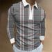 Men's Clothing Plus Size Striped 3 Contrast Color Zipper Polo Shirt Spring And Autumn Long Sleeve Zipper Lapel Casual Polo_viptrois.com