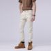 Stretch white casual pants for men patchwork denim petite trousers_viptrois.com