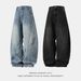 Split Structure Old Washed Jeans Men's Autumn New Retro Profile Scimitar Pants Loose Trendy Brand Long Pants_viptrois.com